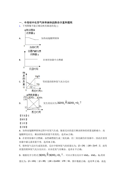 中考化学气体和固体分离和提纯综合经典题附详细答案