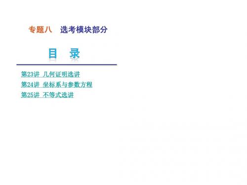 2013高考数学(理)二轮复习课件(解析版)：专题8 选考模块部分(湖北省专用)(64张)