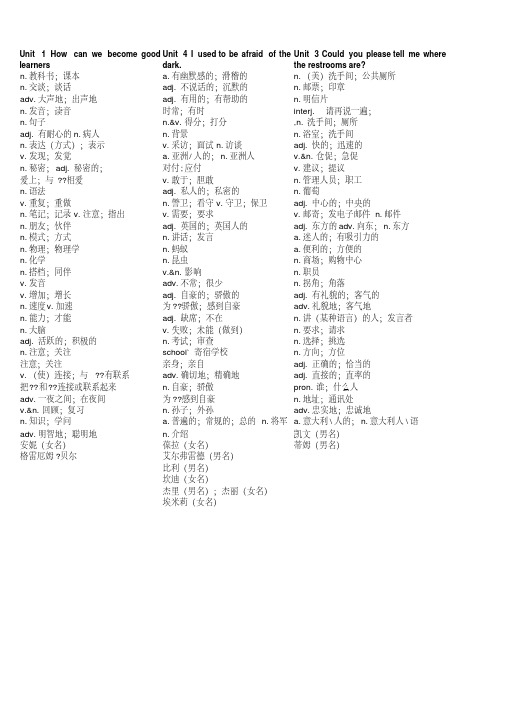 【精品】最新人教版九年级英语纯汉语单词表全一册.doc