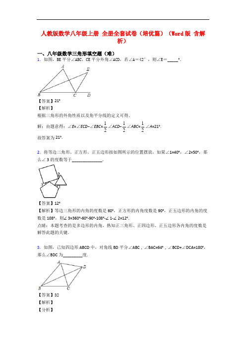 人教版数学八年级上册 全册全套试卷(培优篇)(Word版 含解析)