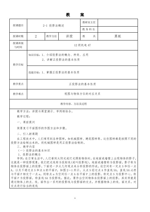 2-1 投影法概述
