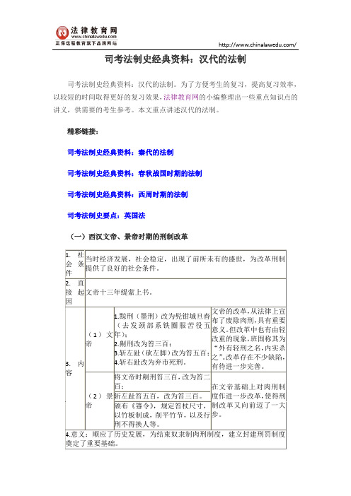 司考法制史经典资料：汉代的法制