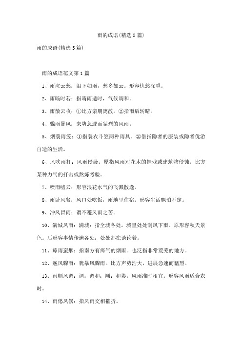 雨的成语(精选5篇)