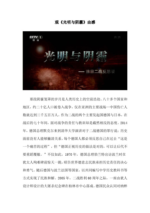 观《光明与阴霾——德日二战反思录》