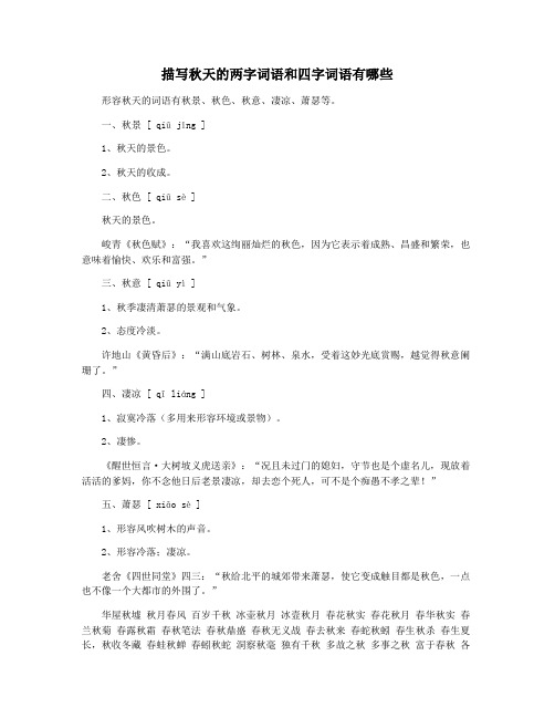 描写秋天的两字词语和四字词语有哪些