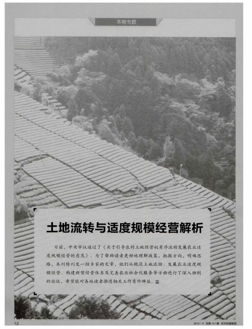 土地流转与适度规模经营解析——准确把握土地流转需要坚持的基本原则
