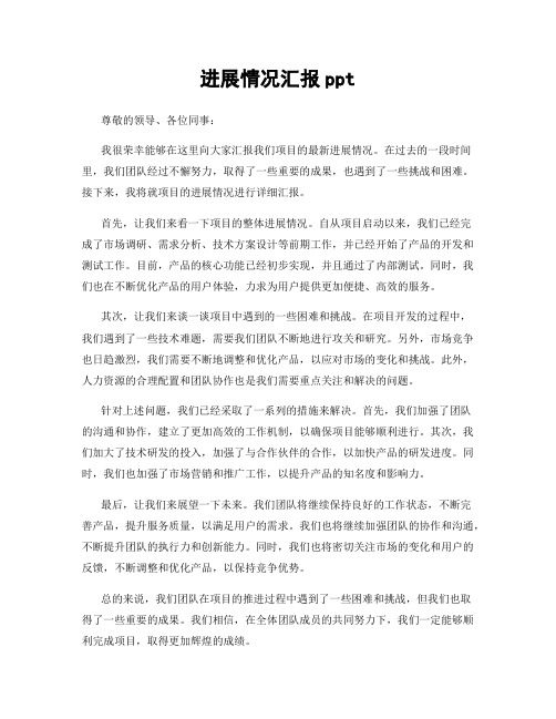 进展情况汇报ppt