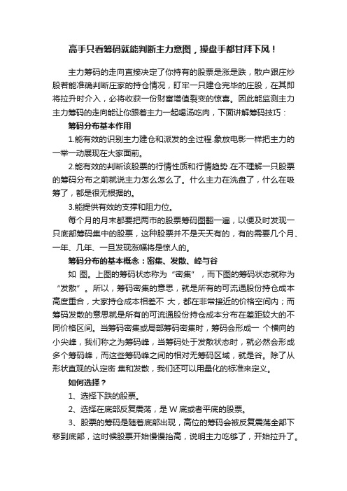 高手只看筹码就能判断主力意图，操盘手都甘拜下风！