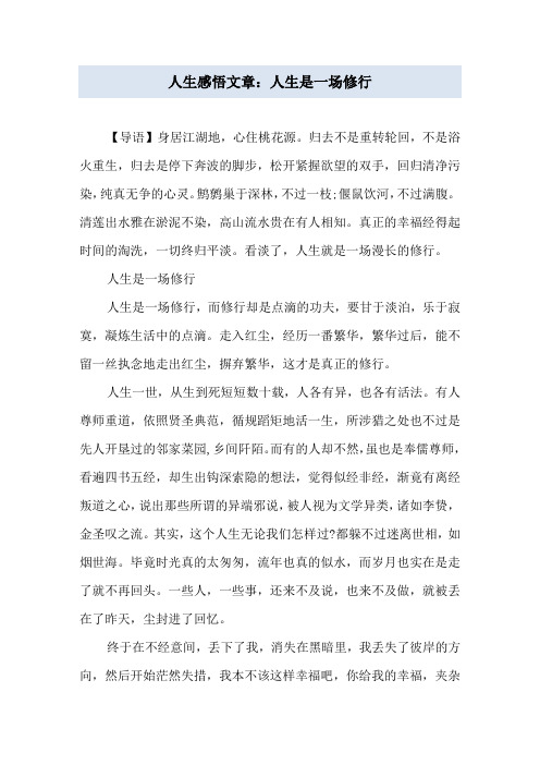 人生感悟文章：人生是一场修行