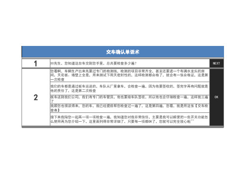 汽车销售流程话术——交车确认单话术