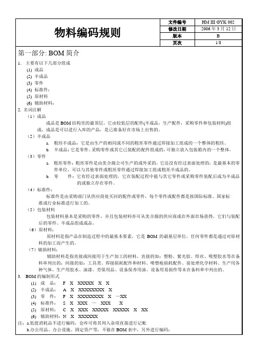 物料编码规则