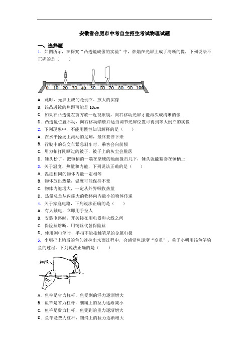 安徽省合肥市中考自主招生考试物理试题