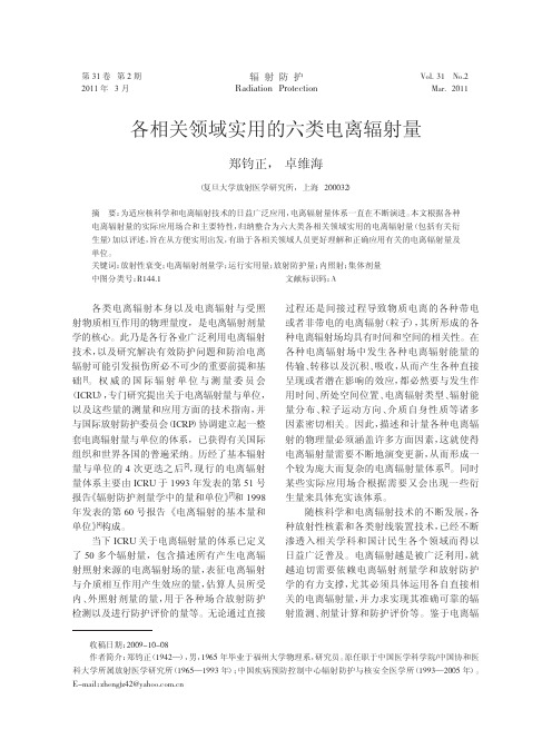 各相关领域实用的六类电离辐射量