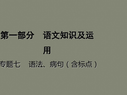 重庆市2018年中考语文总复习第一部分语文知识及运用专题七语法蹭含标点课件