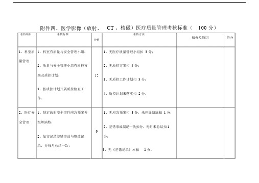 医学影像放射CT核磁医疗质量管理方案考核标准.docx