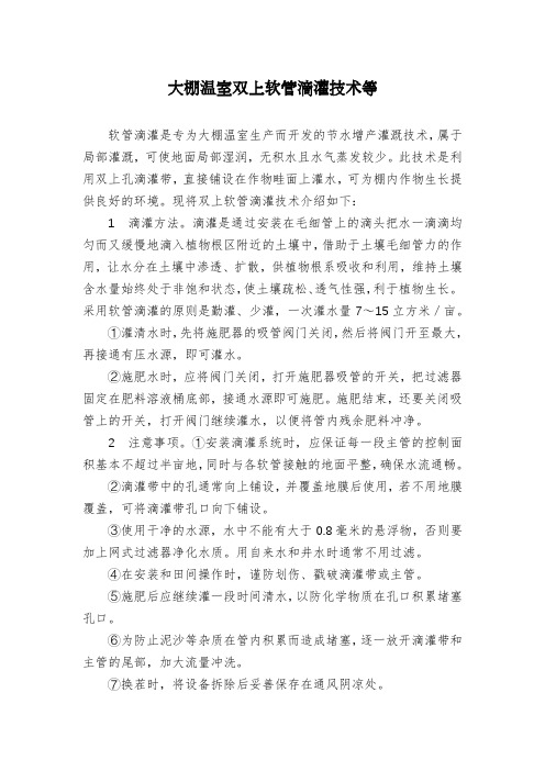 大棚温室双上软管滴灌技术等