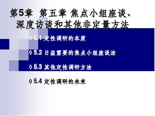 焦点小组座谈深度访谈和其他非定量方法
