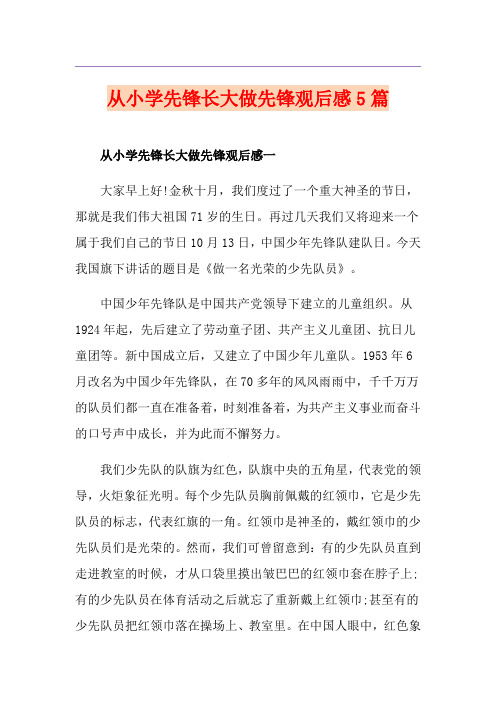 从小学先锋长大做先锋观后感5篇