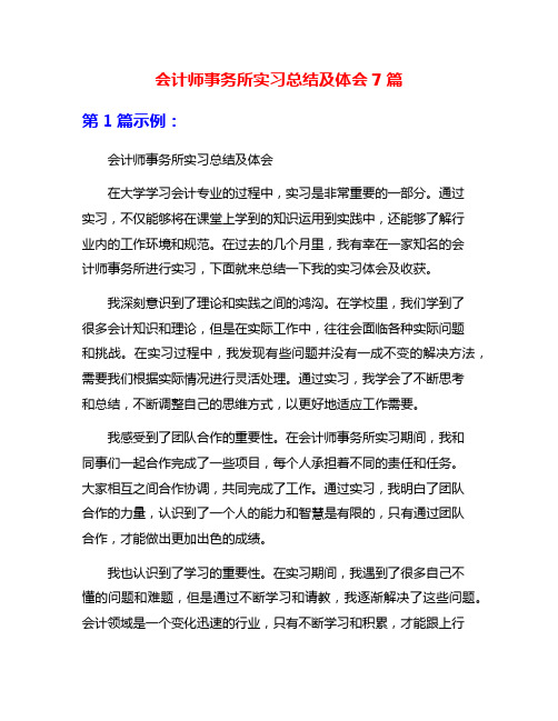 会计师事务所实习总结及体会7篇