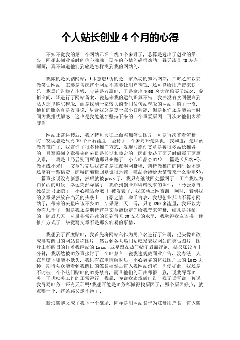 个人站长创业4个月的心得