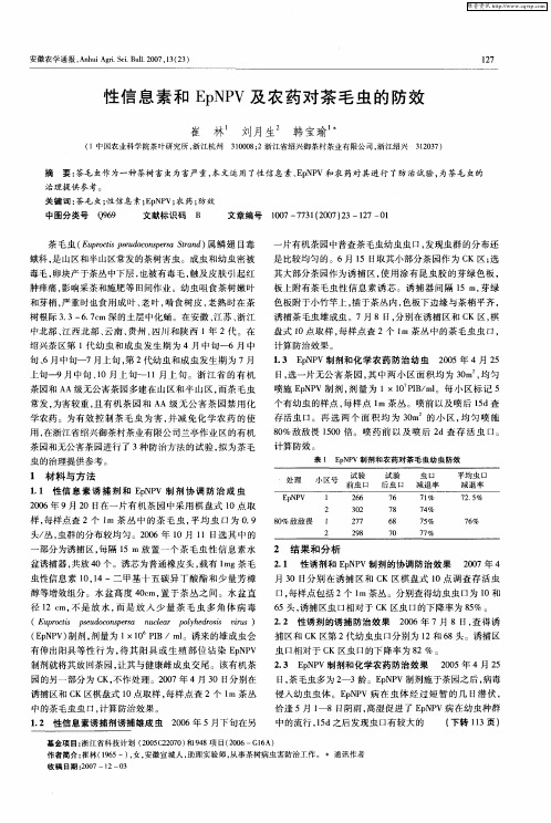 性信息素和EpNPV及农药对茶毛虫的防效