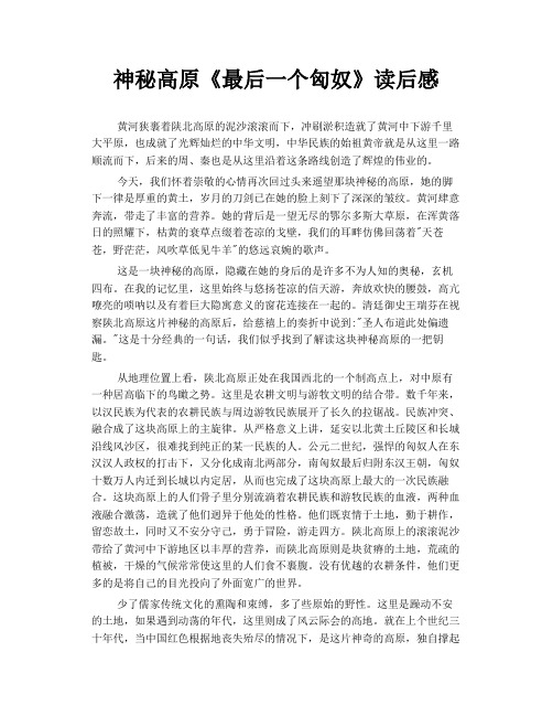 神秘高原  《最后一个匈奴》读后感