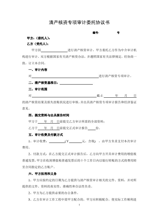 清产核资专项审计委托协议书