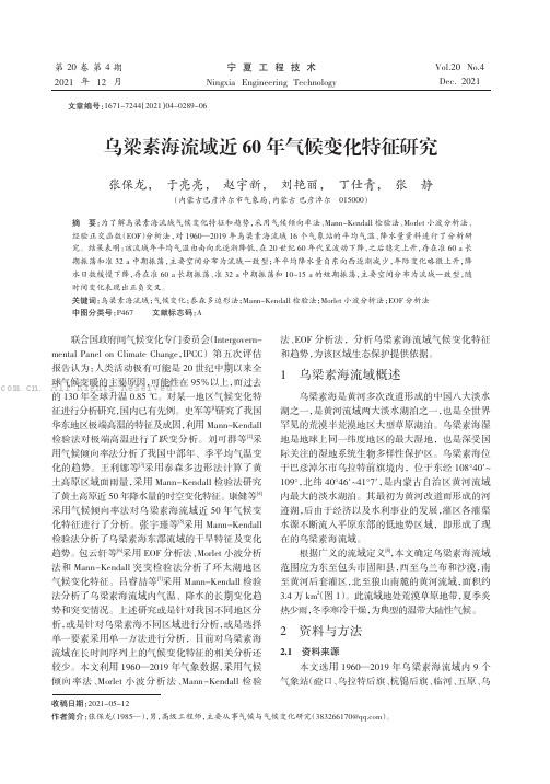 乌梁素海流域近60年气候变化特征研究