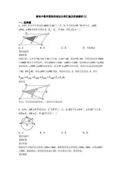 新初中数学图形的相似分类汇编及答案解析(1)