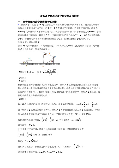 最新高中物理动量守恒定律易错剖析