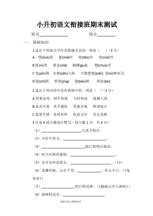 小升初语文衔接班试卷