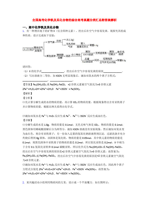 全国高考化学铁及其化合物的综合高考真题分类汇总附答案解析
