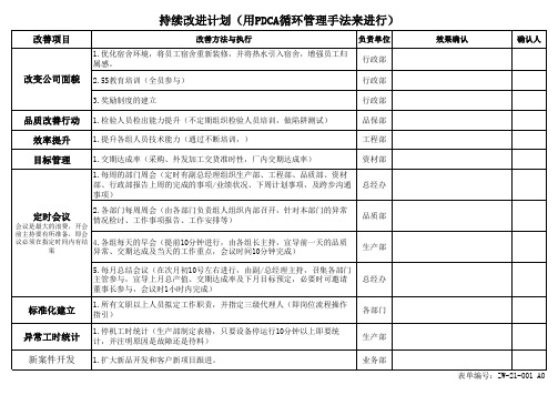 持续改进计划