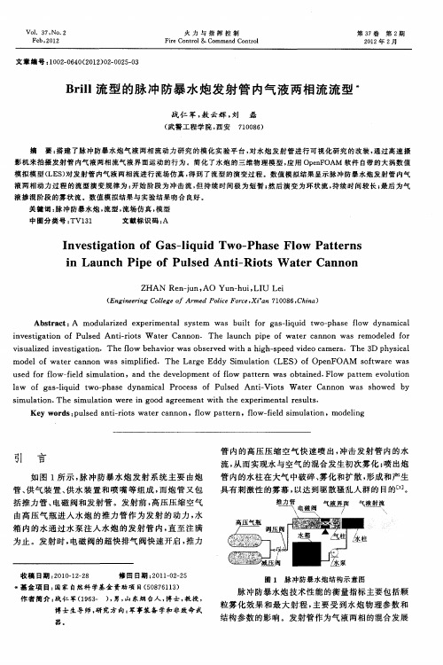 Brill流型的脉冲防暴水炮发射管内气液两相流流型