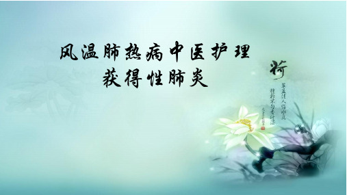 风温肺热病中医护理 PPT