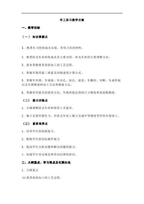 最新中职车工实习教案：前言