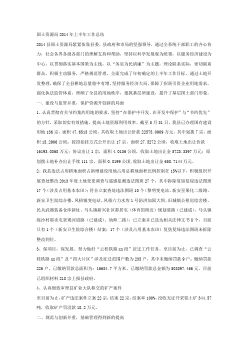国土资源局2014年上半年工作总结.docx