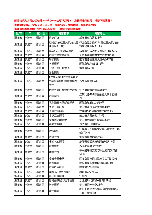 2020新版浙江省宁波市鄞州区照明工商企业公司商家名录名单黄页联系电话号码地址大全118家