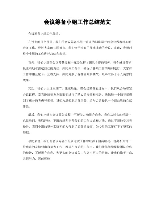 会议筹备小组工作总结范文