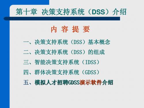 第10章决策支持系统(DSS)介绍