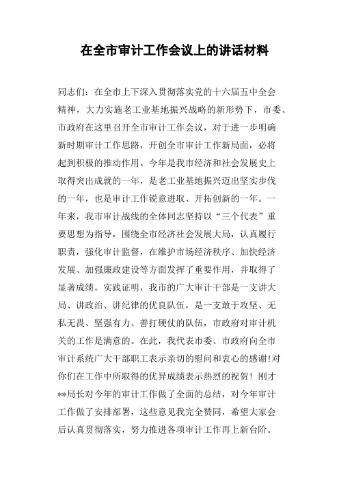 在全市审计工作会议上的讲话材料(篇二)