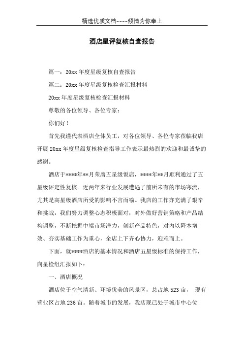 酒店星评复核自查报告(共8页)