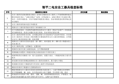 电厂安全工器具检查标准