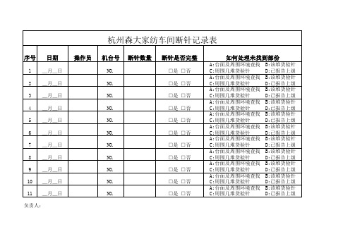车间断针针记录表