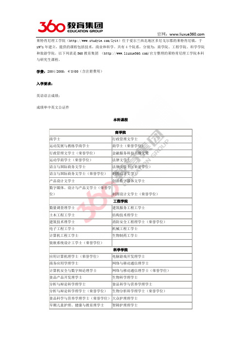 360教育集团：莱特肯尼理工学院本科与研究生课程