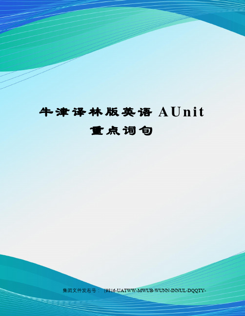 牛津译林版英语AUnit重点词句