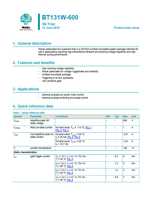 BT131W-600四极体数据手册说明书