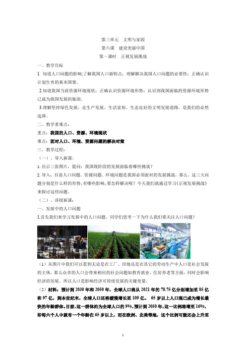 正视发展挑战教案