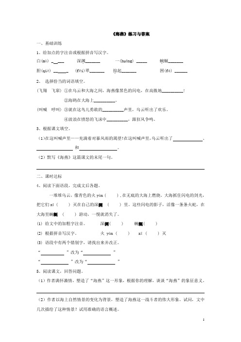 《海燕》练习与答案