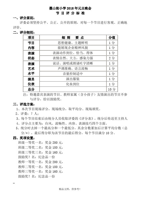 晚会节目评分标准